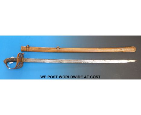 An 1827 pattern Rifles officer's sword and scabbard by Henry Wilkinson of Pall Mall with inscription to blade 'Presented by M