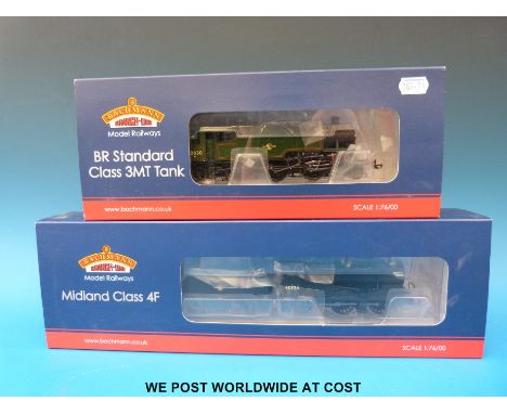 Two Bachmann 00 gauge British Rail locomotives, Midland Class 4F 0-6-0 43924 31-882 and Standard Class 3MT tank 82030 31-976A
