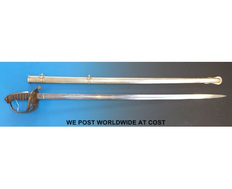 A 1854 pattern infantry officer's sword by Hobson & Sons, Little Windmill Street, London W, in steel scabbard with double rin