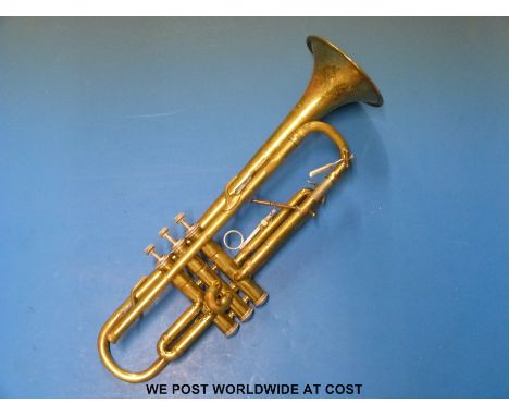 Lark brass trumpet, model M4014 in soft case. 