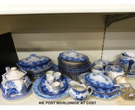 A quantity of blue and white ceramics including Royal Doulton Melrose pattern c1900, Burleigh Ware Willow pattern, Spode Ital