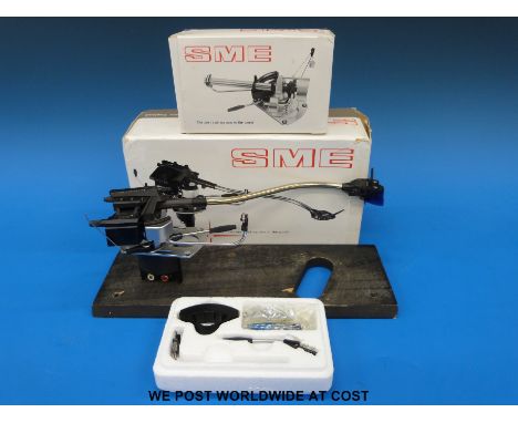 SME series III s precision pick-up arm together with the SME fluid damper FD200 and SME leaflet.
