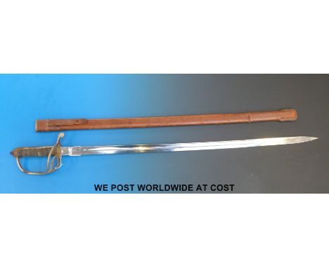 An anonymous 1821 pattern light cavalry / artillery officer's sword with open worked guard, flat quillon and possibly replace