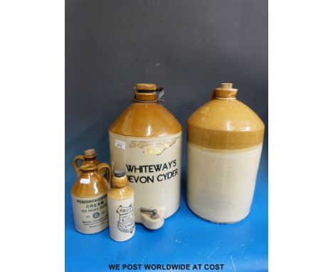 A collection of flagons to include Whiteway's Devon Cyder, Creedy Vintage Cider, Pembrokeshire Cream and Niblet & Co's ginger