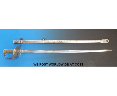 An 1897 pattern infantry officer's sword in scabbard with 'Rankin and Co.' Calcutta with VR cypher to the blade and hilt