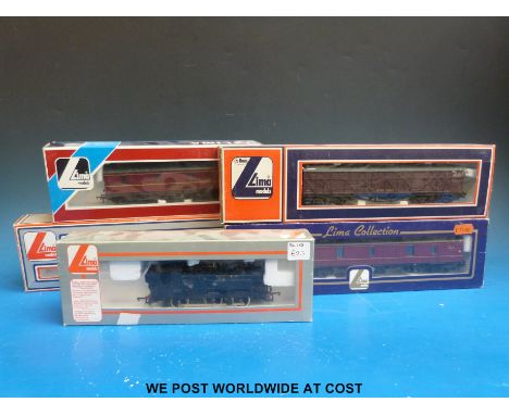 Lima 00 gauge British Rail 9420 tank locomotive 205118A1 and four carriages, all in original boxes 