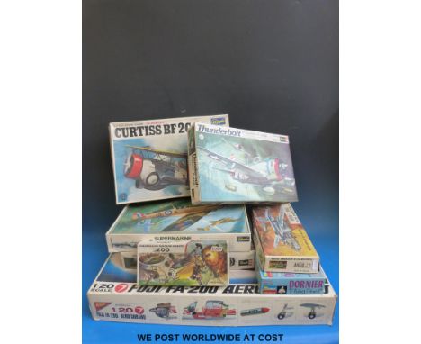 A collection of boxed unmade vintage Airfix and Matchbox kits to include James Bond Gyrocopter, aircraft etc