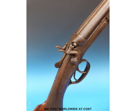 Unnamed Belgian 410 side by side hammer action shotgun with double trigger, chequered semi-pistol grip and 28.5" barrels. PLE