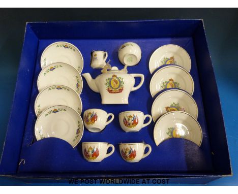 A Corona Queen Elizabeth Coronation child's commemorative ceramic tea set (in original box)