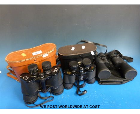 Three pairs of binoculars including Zenith, Westfalia etc 