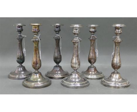 6 KerzenleuchterPlated, punziert, Christofle, je einflammig, um 1920, Objekte aus Sotheby-Autkion Baden von 1995, ehemalige K