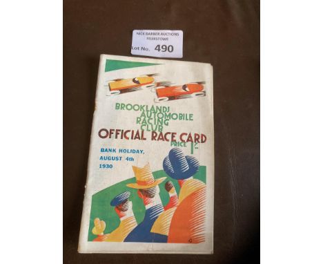 Motor Racing : Brooklands Automobile - Bank Holiday racecard 36 pages - fine cond 04/08/1930