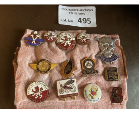 Speedway : Collection of badges nice collection 13 Wembley, Poole etc 1950s onwards also includes Mike Parker stock car &amp;
