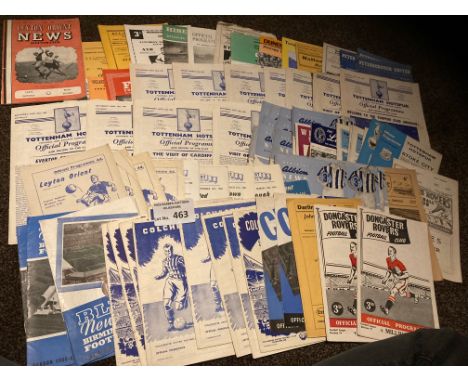 Football : Super selection of League programmes late 1950s &amp; nearly all then 60s includes Tottenham 60/1, Orient, Colches