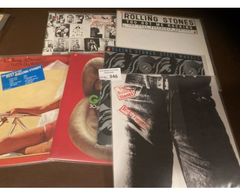 Records : ROLLING STONES - modern albums x 6 inc Sticky Fingers box style album modern, You Got Me Rockin' etc - all fine con