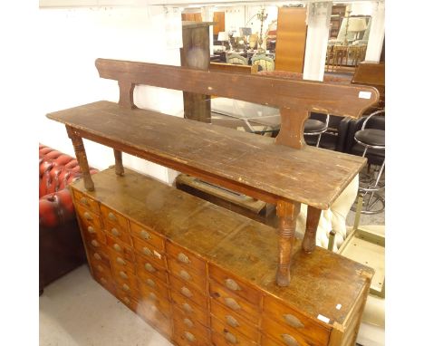 An Antique Continental pine bench, L170cm, H76cm, D42cm, seat height 50cm 