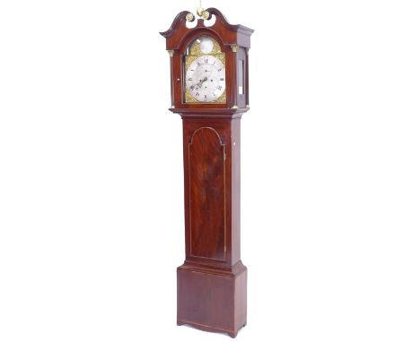 A George III mahogany 8-day longcase clock, by George Angus of Aberdeen, with pendulum and weights, H217cm (second hand missi