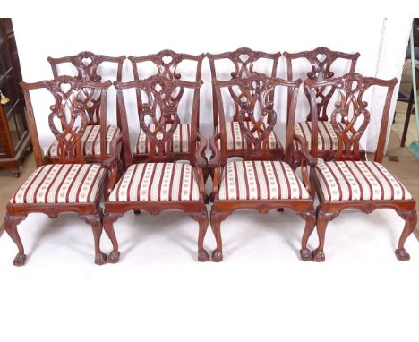A set of 8 reproduction Chippendale design dining chairs (6 and 2) 