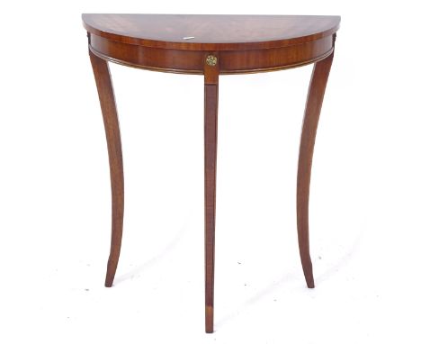 A small mahogany console table, on cabriole legs, with ormolu mounts, W61cm, H70cm, D30cm 