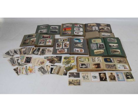 Group of early 20th Century military themed postcard albums, depicting scenes of the First World War, etc.