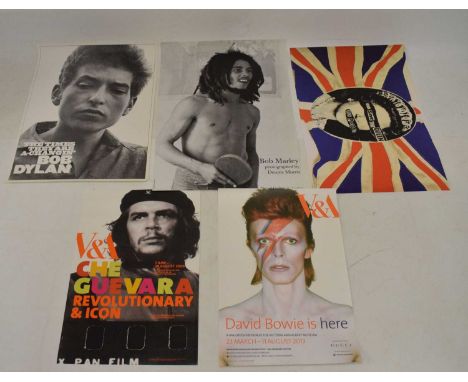 Two unframed V&amp;A exhibition posters - 'David Bowie is here', 23rd March - 11th August 2013, 51cm x 76cm, and 'Che Guevara