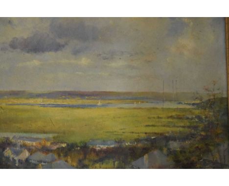 Quantity of pictures, to include late 19th Century oleograph - Dutch Tavern Scene, 40cm x 30cm, oil on board - Estuary View, 