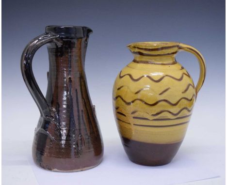 Studio Pottery - Jeremy Leach (b.1941) stoneware jug with tenmoku glaze; together with another jug by Philip Leach (b.1947), 
