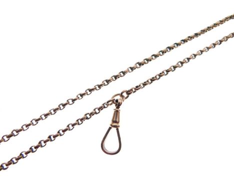 Belcher link long chain, the clasp stamped '9ct', 67cm long approx,16g gross approx