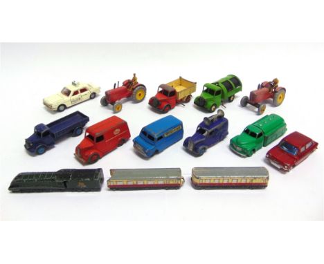 ASSORTED DINKY DIECAST MODEL VEHICLES  circa 1950s-60s, variable condition, generally playworn, all unboxed, (14).