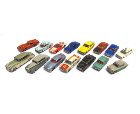 FIFTEEN DINKY DIECAST MODEL VEHICLES  circa 1950s-70s, variable condition, generally playworn, all unboxed.