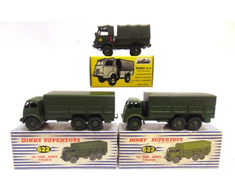 THREE DIECAST MODEL MILITARY VEHICLES  comprising a Dinky No.622, Foden 10-Ton Army Truck, olive green drab, with matching ri