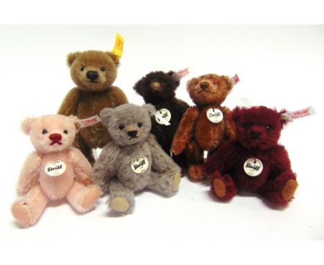 SIX STEIFF MINIATURE TEDDY BEARS  the largest 11.5cm.