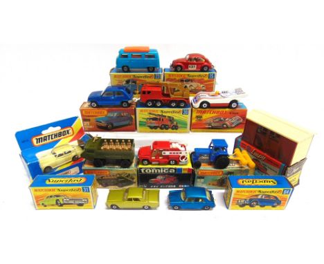 TEN MATCHBOX 1-75 SERIES DIECAST MODELS  circa 1970s-80s, comprising a No.15, Volkswagen 1500 Saloon, metallic red, Superfast