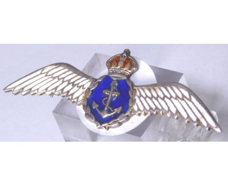 SWEETHEART BROOCH. Sterling silver and enamel Fleet Air Arm sweetheart brooch