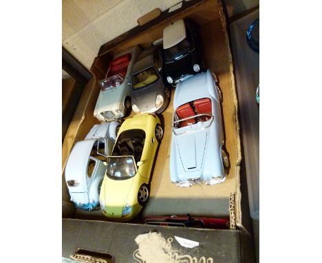 MIXED DIECAST CARS. Selection of mixed 1/18 scale diecast cars including Mercedes, VW beetle etc