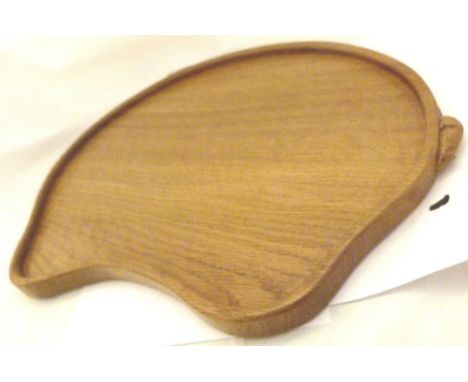 MOUSEMAN TRAY. Robert 'Mouseman' Thompson oak two handled tray with two mice 