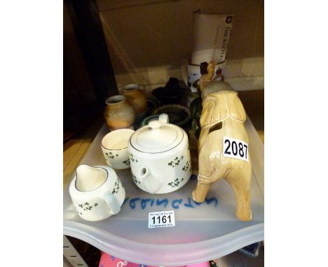 TRAY OF CERAMICS. Tray of ceramics inlcuding Noritake, Wedgwood and a Royal Doulton figurine 