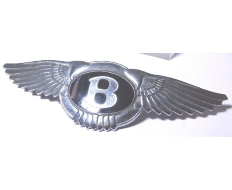 BENTLEY CAR BADGE. Bentley car badge - damage to enamel, L: 116 cm