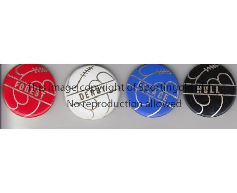 FOOTBALL BUTTON BADGES         Thirty five badges in good condition including England, Scotland, Hull, West Ham, Derby, Black