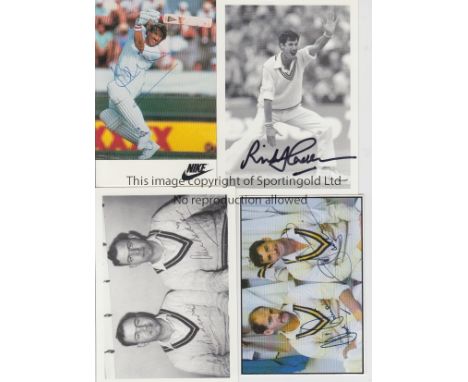 CRICKET AUTOGRAPHS     Eight signed items including postcards signed by Clyde Walcott, Don Bradman, Richard Hadlee and the Be