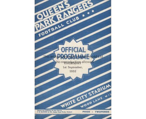 ALDERSHOT AT QPR 1932       Aldershot's first away in Football League 1932/33 QPR v Aldershot official programme for the Thir