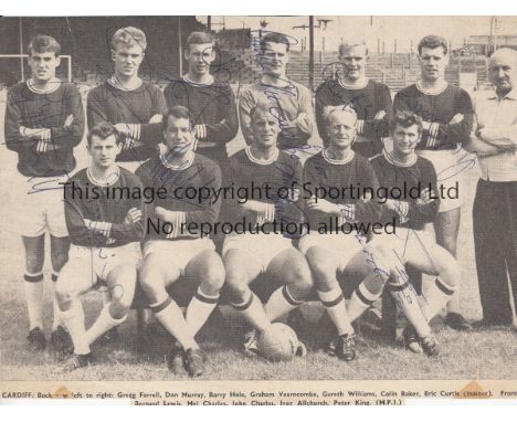 CARDIFF CITY    Newspaper cutting team group picture circa 63/64 season , signed by the players including John Charles and Me
