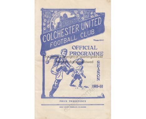 COLCHESTER UNITED      Home programme for their final non-league season before entering the Football League for the first tim