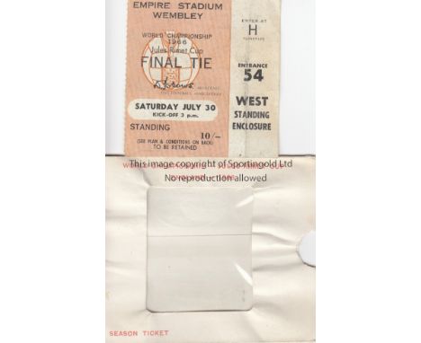 WORLD CUP FINAL 66   Ticket for the Final, England v West Germany, 30/7/66, West Standing Enclosure, slight folds. Comes with