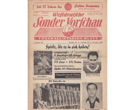 1958 EUROPEAN CUP               (1st Round - Wolves first match in Europe) Schalke O4 v Wolverhampton Wanderers played 18 Nov