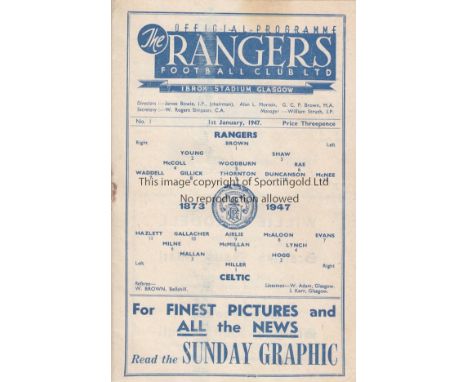 RANGERS - CELTIC    Rangers home programme v Celtic, 1/1/47, volume 1 number 1, first edition of the official programme. Prof