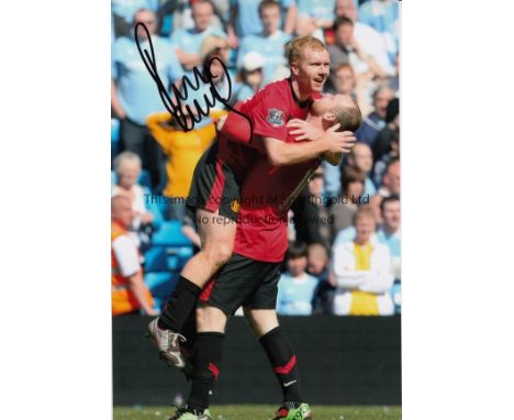 PAUL SCHOLES - MAN UTD      Nine photos, all measuring 12” x 8” and all signed (from private signing session with Paul) inclu