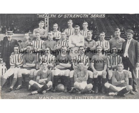MANCHESTER UNITED   Postcard, Manchester United team -group first team and reserves, Health & Strength Series , players named
