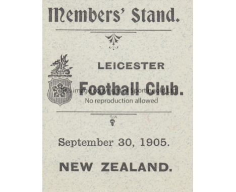 RUGBY-LEICESTER v NEW ZEALAND 1905    Members stand ticket for Leicester v New Zealand, 30/9/1905. The All Blacks won 28-0.  