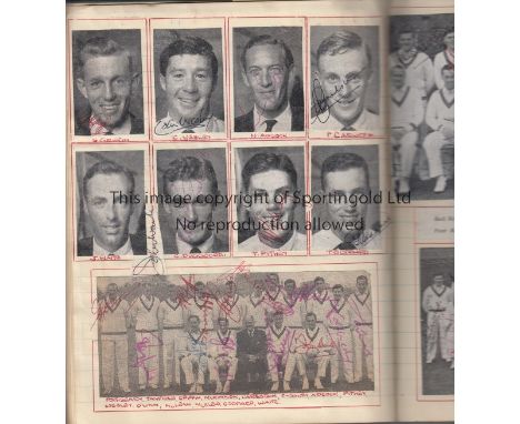 AUTOGRAPHED SCRAPBOOK - CRICKET   A superb autographed scrapbook covering Cricket in the late 50s and early 60s. Book measure